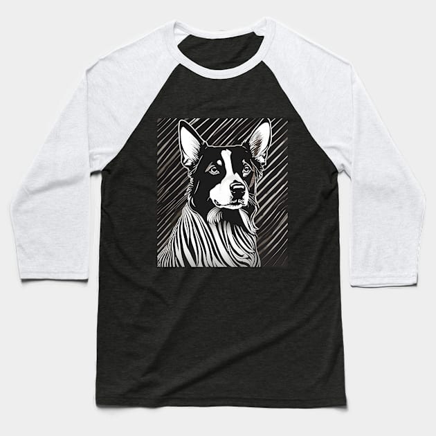 Bernese Dog Face Portrait-Black & White Baseball T-Shirt by jlee